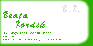 beata kordik business card